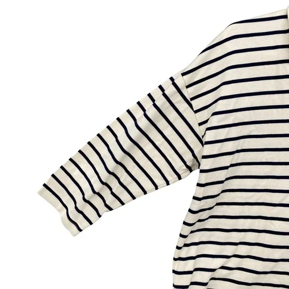 L.L. Bean Striped Polo Shirt V-Neck 3/4 Sleeve Women's XL REG Cream Navy - Picture 6 of 9